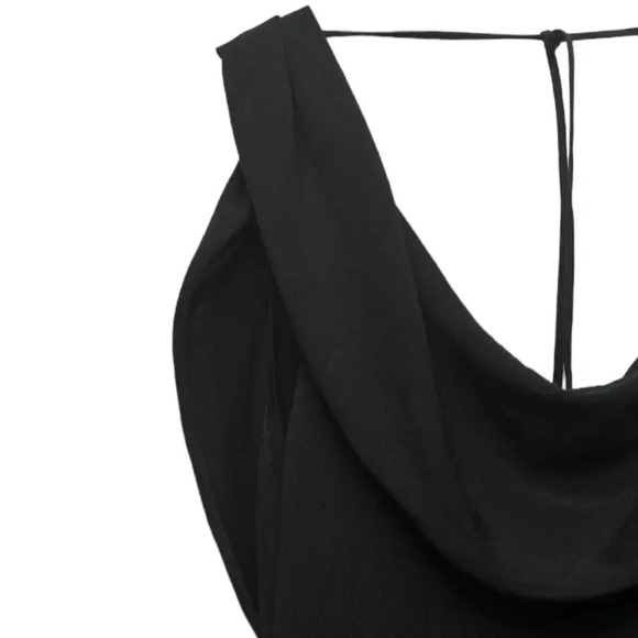 ZARA | Black | FLUID NECKLINE LONG KNIT DRESS - Picture 6 of 9